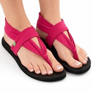 Sanuk Yoga Mat Strap Sandals Pink Black